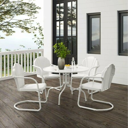 CLAUSTRO Outdoor Dining Set, White Satin - Dining Table & 4 Chairs - 5 Piece CL3046406